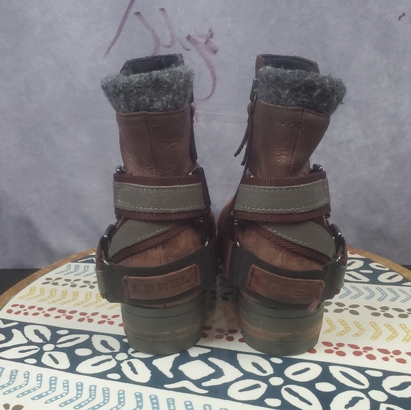 SOREL Rusty Red Brown Leather Distressed Ankle Boots Costal Western Women's 7 - Picture 5 of 10